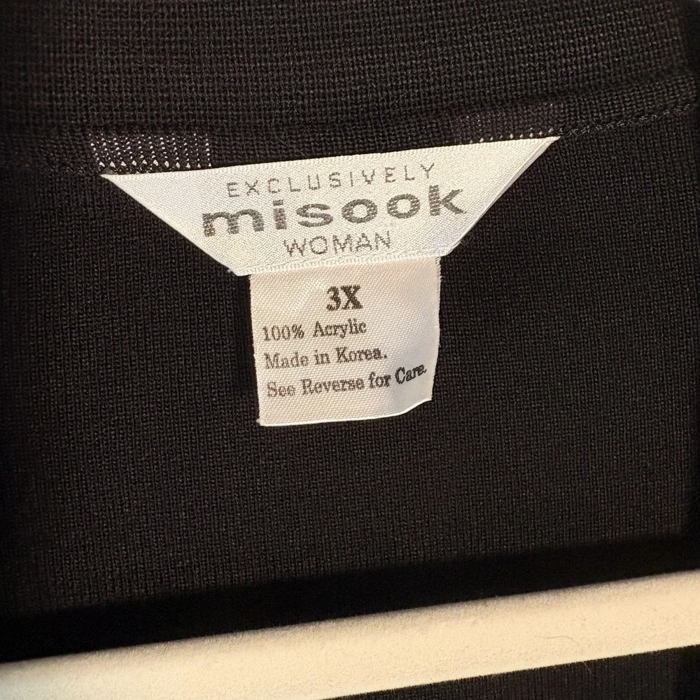 Exclusively Misook Cardigan Sweater Women 3X Black‎ Yellow Open Front Pockets